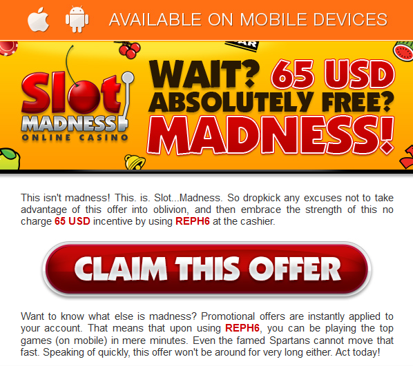No Deposit Casino Bonus Slot Madness Casino 65 Free Online