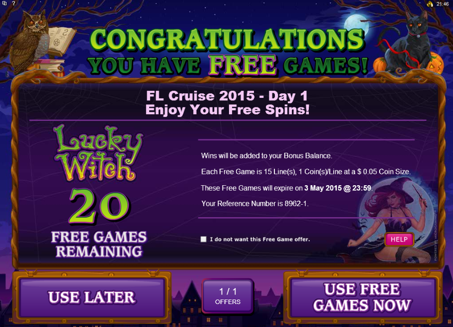 Free Spins May 1 2015 Fortune Lounge Cruise