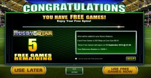 Rugby Star Slot Free Spins