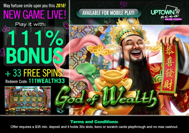 New God of Wealth RTG Slot Bonuses Uptown Aces Casino