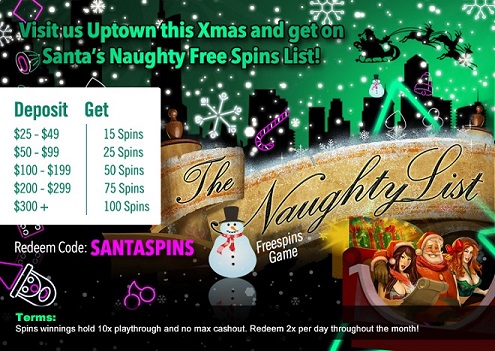 Uptown Aces Casino Naughty List Slot Free Spins