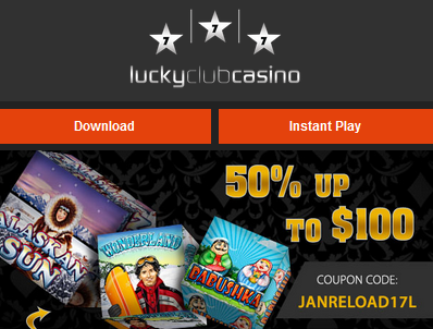 Lucky Club Casino January 2017 Deposit Bonus Code