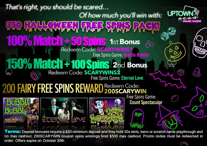 Uptown Aces Casino Halloween Free Spins October 2016 Bonuses